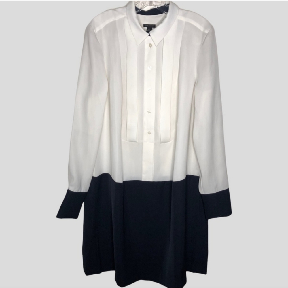 Ann Taylor Dress, Blue and White Size 14